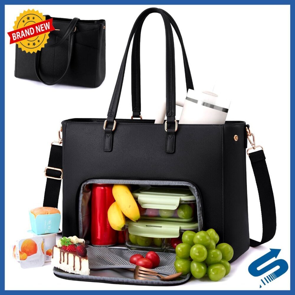 Insulated Lunch Tote Bag with Laptop Compartment, Stylish Work Purse for Office